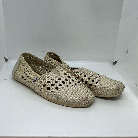 TOMS ALPARGATA OFF WHITE BASKET WEAVE FTL-08-141 - Picture 1 of 8